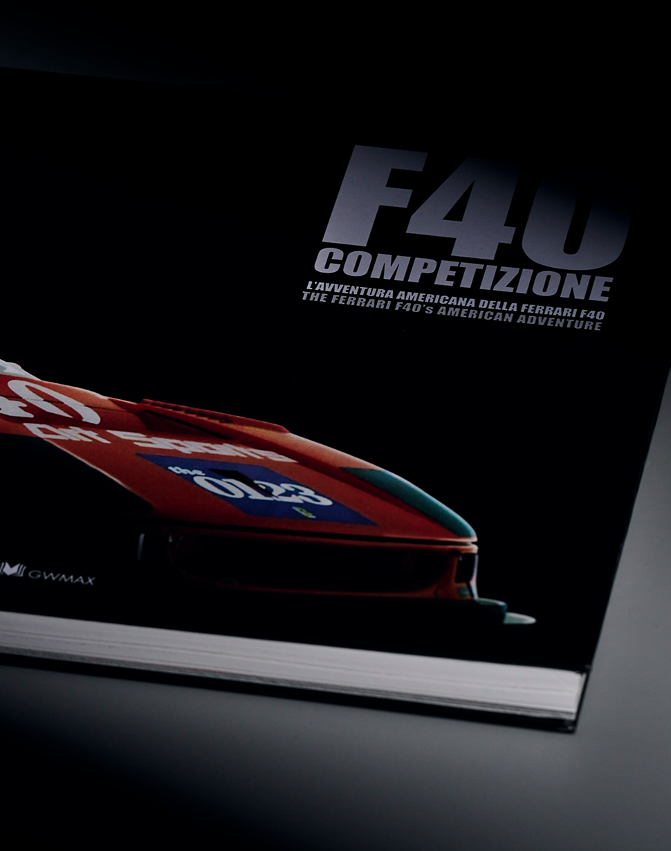 F40 Competizione book cover by Francesco Calzavara on dark background